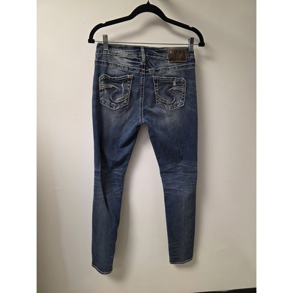 Silver Jeans Co Boyfriend Distressed Skinny Jeans W27L29 Medium Wash Fluid Denim - Picture 7 of 9